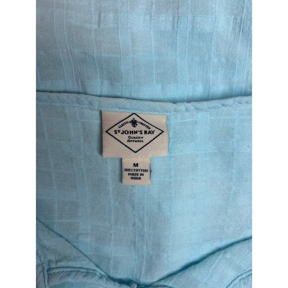 St John's Bay Blue Women's Blouse with knit sleeve detailing Size Medium - Picture 4 of 6